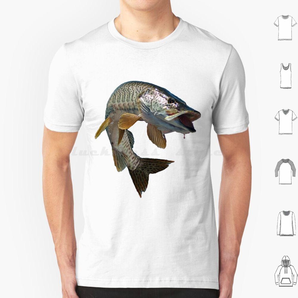 Musky T Shirt Cotton Men Women DIY Print Fish Fishing Angler Musky Tiger Musky Trout Large Mouth Bass Pike Fly Fishing Ice S