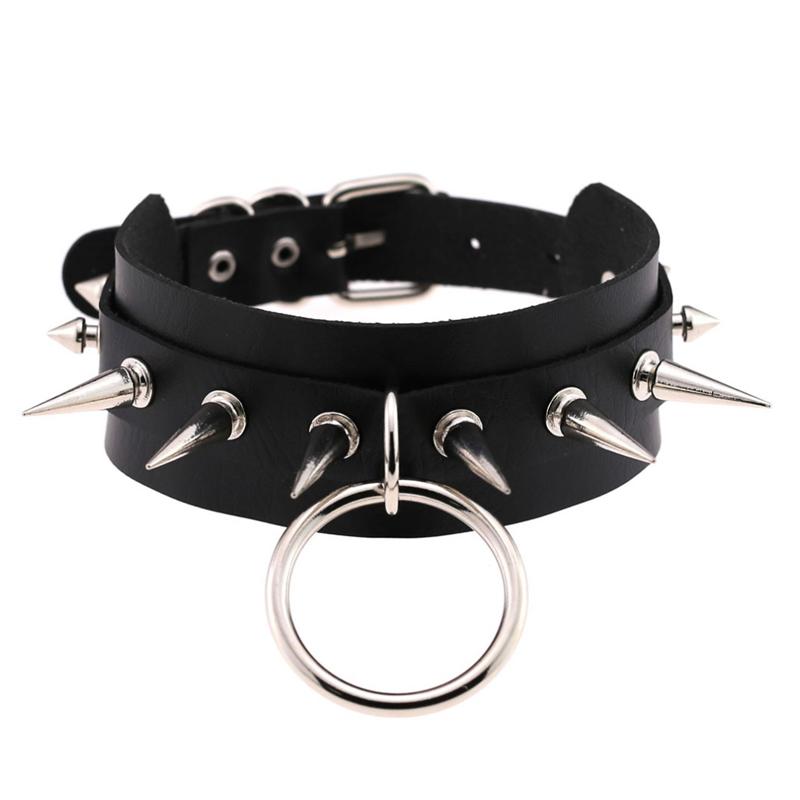 Black Spike Choker Goth  Punk Harajuku  Collar Belt Necklace Pu Leather Chocker  Cosplay Club Party  Festival Jewelry