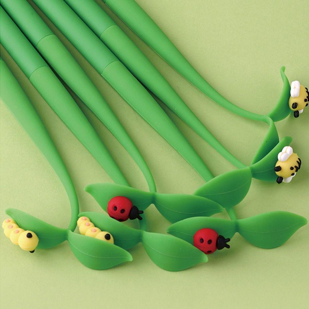 Black Ink Flowers Insects Leaves Pen ST Nib Signature Pen Soft Rubber Dancing Gel Pen Award Gifts