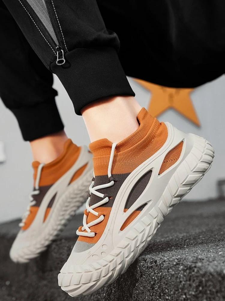 Fashion Breathable Male Sports Shoes Elastic Socks Summer Sale Simple Miked Colour Athletic All Brands Outdoor Gym Men's Casual Sneakers
