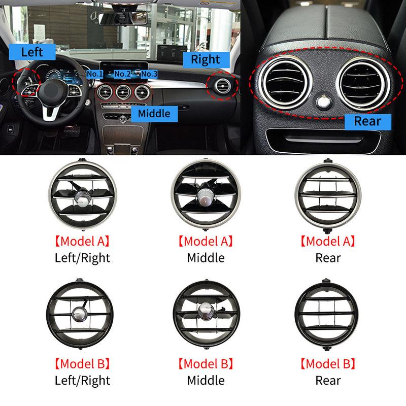For Mercedes W205 W253 Car Front Rear Console Central Air Conditioner AC Vent Grille For Benz C GLC Class C180 C200 C260 GLC300