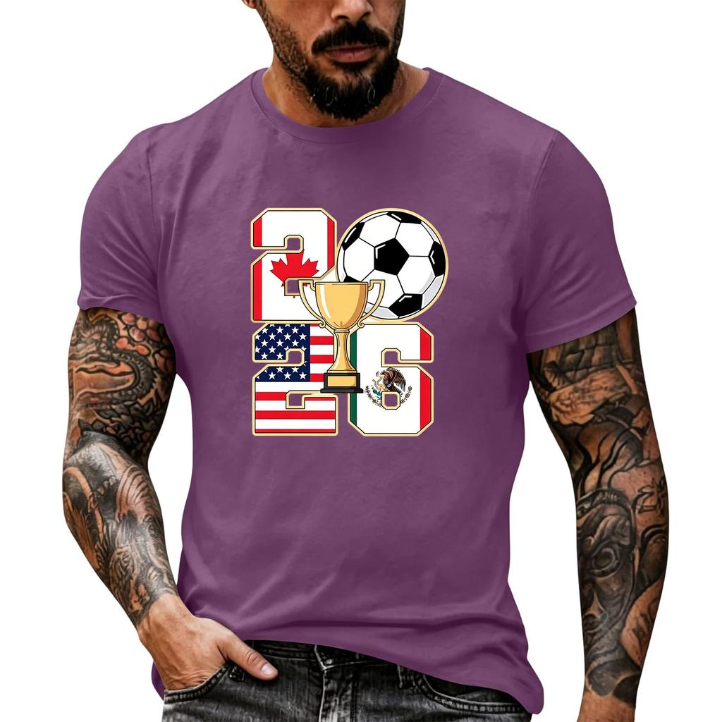 Men's Basic Crew Neck Short Sleeve T Shirt Loose Fit Casual Summer Top Soccer Themed Graphic Print Comfortable Fabric