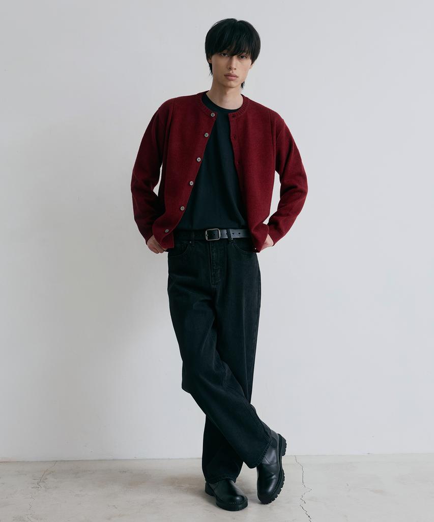 Nodu Single Line Round Cardigan [Burgundy]