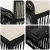 7 Piece Garden Sofa Set Black and Cream White Poly Rattan