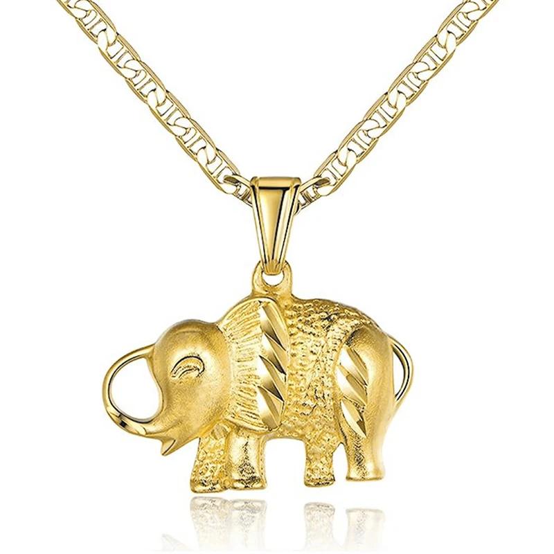 Huitan Personality Elephant Pendant Necklace Women Metal Gold Color/ Color Hip Hop Animal Accessories Rock Girls Jewelry