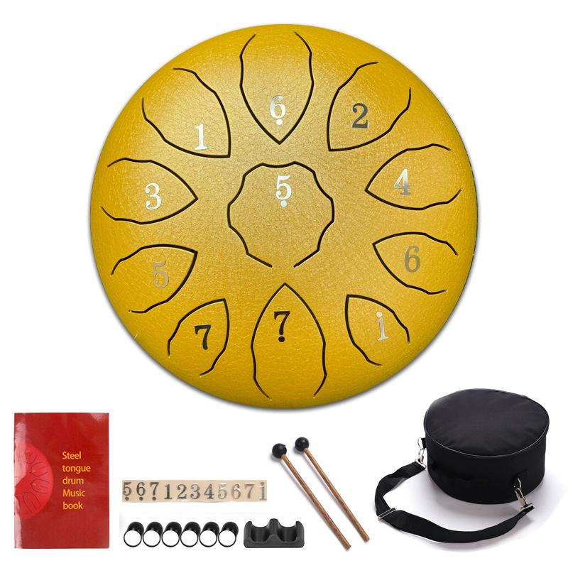 8-Inch 11-Note Steel Tongue Drum - C Key Portable Percussion Instrument for Yoga Beginners