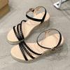 Summer High Heels Sandals Women 2025 Summer Ankle Buckle Platform Sandals Woman Pu Leather Square Heel Gladiator Sandalias Mujer