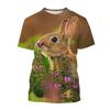 Summer Casual Trends Animal Crew Neck Clothing Fashion Cute Rabbit 3D Printed T-shirt for Men and Women Short Sleeve Big Top T-s