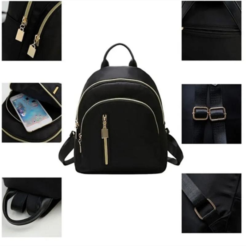 Women Multi-Function Fashion Girl Oxford Daypack Travel Cute Mini Backpack Men Shoulder Bag Black Purse
