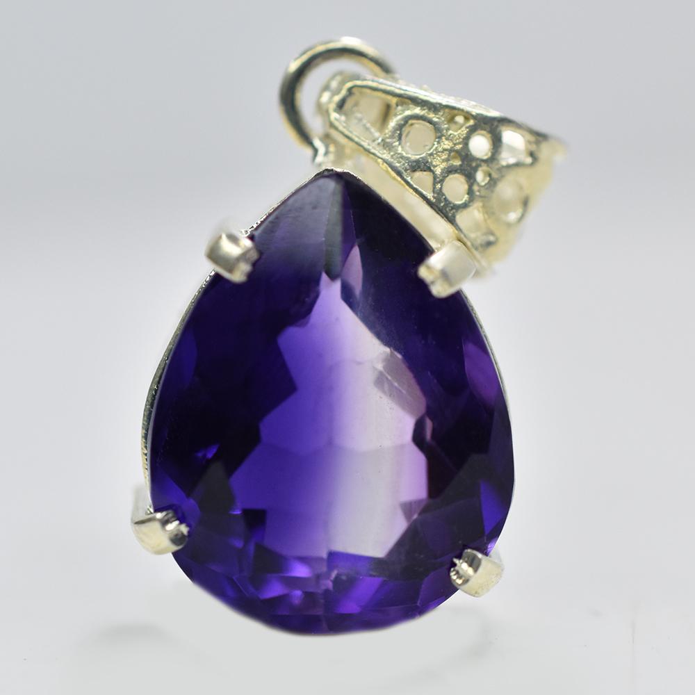 Natural Purple Tourmaline 31.7 Ct CERTIFIED Pear 925 Sterling Silver Pendant MY-PD-154-NS
