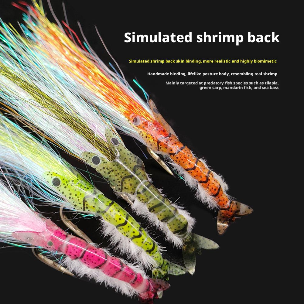 4pcs Iridescent Luminous Ice Silk Shrimp Lure Fly Fishing Flies Hook Freshwater Lure For Bass White Bass Angling Tackle