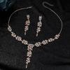 2025 Rhinestone Wheat Ear Necklace & Earrings Bridal Wedding Jewelry Set