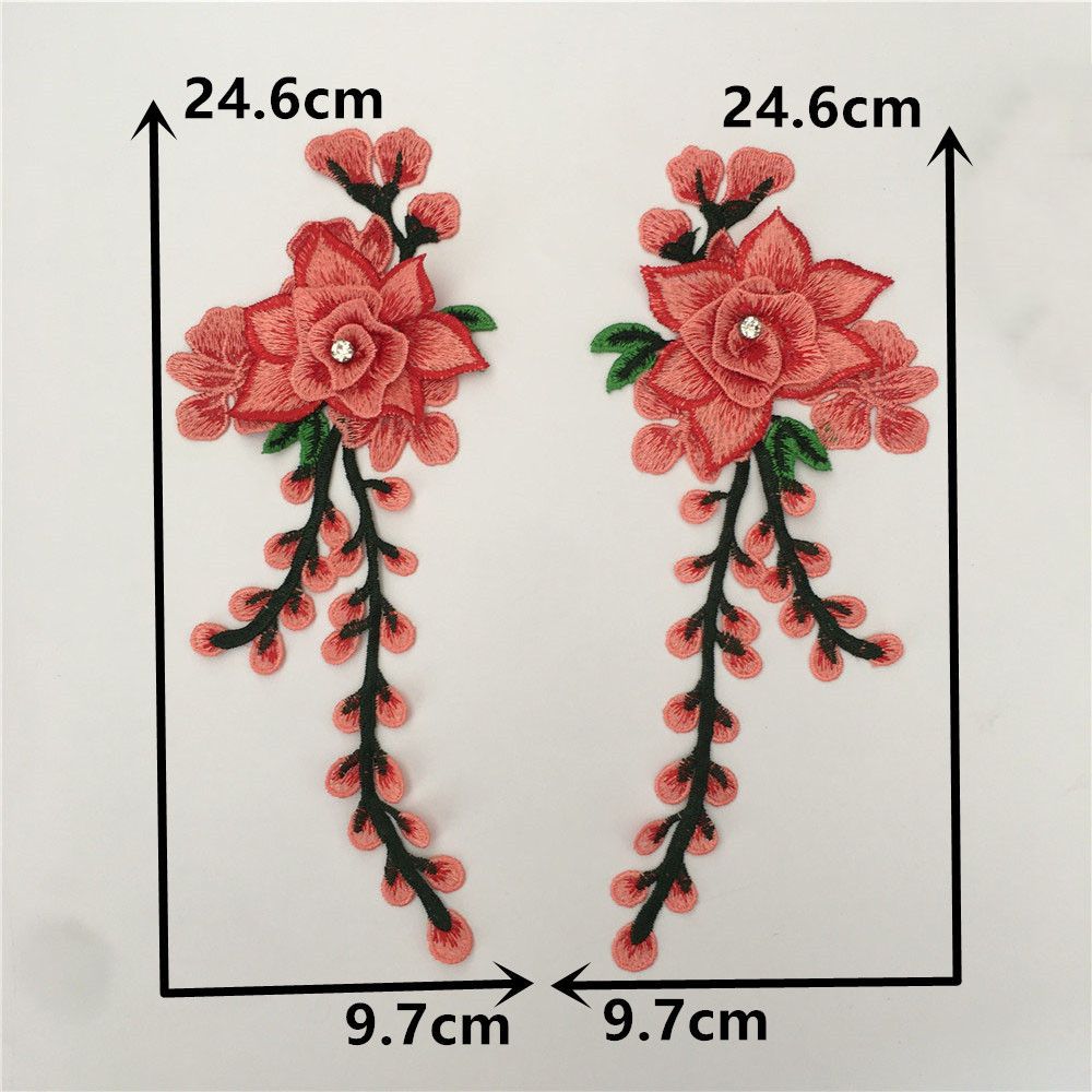 Red I Polyester Embroidery Color Embroidery Sewing Lace Diy Decorative Clothing Accessories Pair Collar Clothing