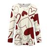 Women's Fashion Casual Long Sleeve Print Round Neck Pullover Top Blouse