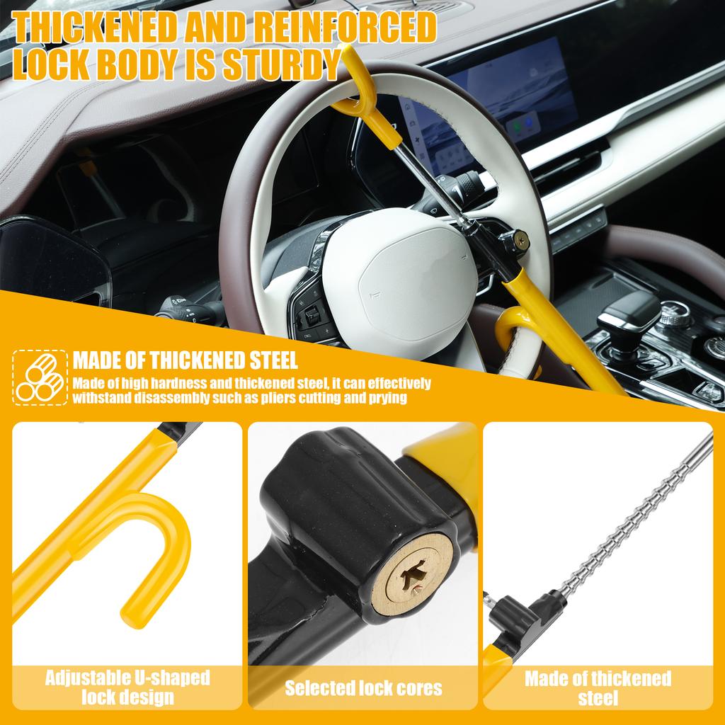 Vehicle Steering Wheel Lock Car Anti Theft Security Lock with Adjustable Length Universal Fit for Cars SUVs Motorhomes Carava