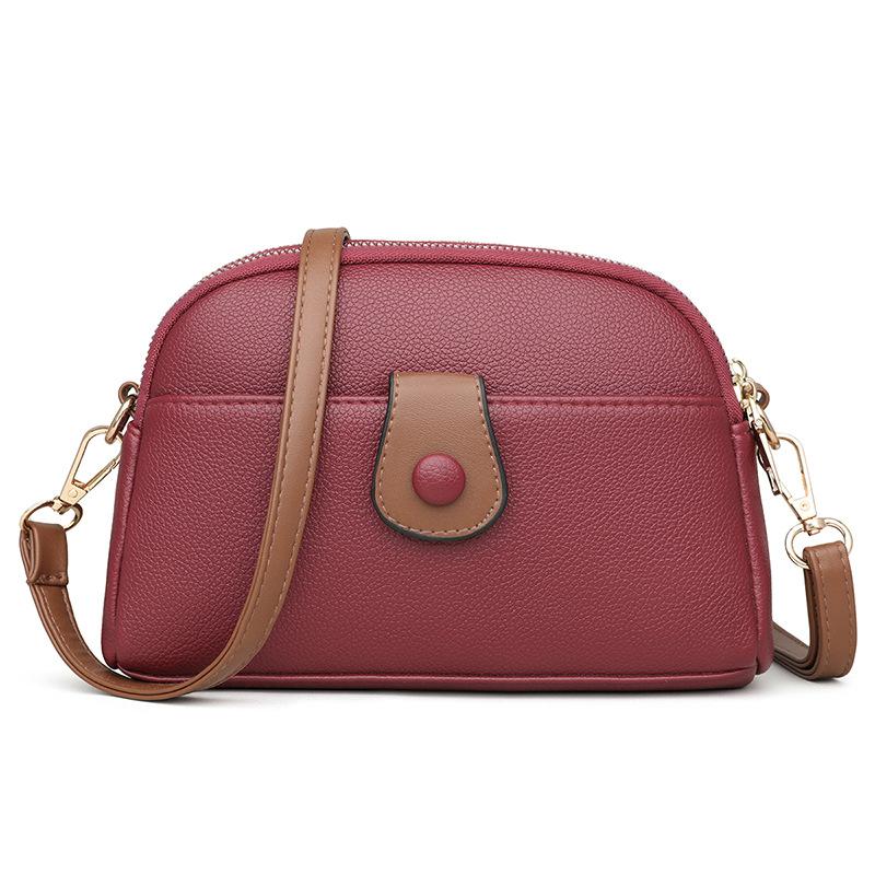 Niche cowhide texture mobile phone bag messenger bag