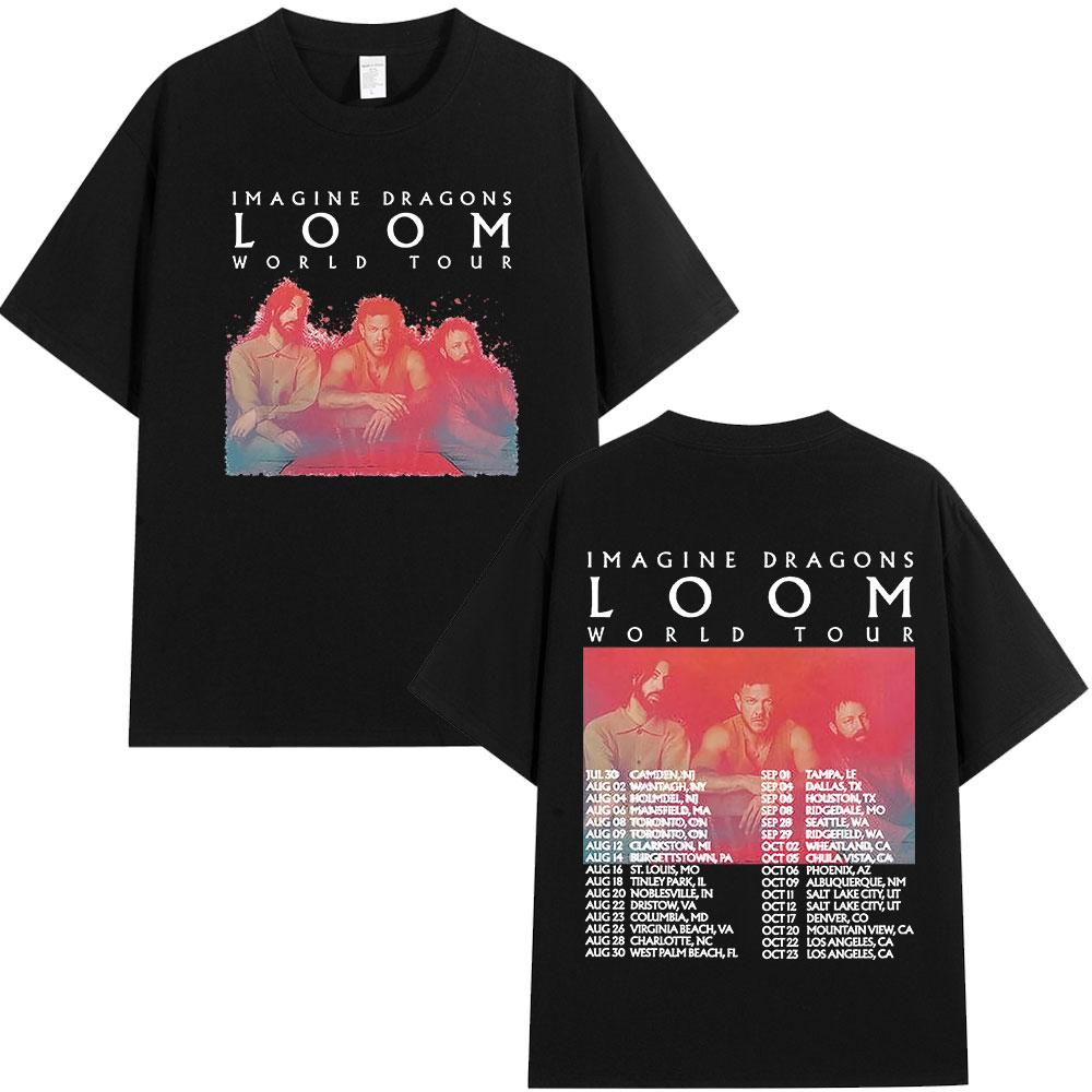 Summer Adult Imagine Dragons Loom World Tour Rock Band Tshirt Cartoon Dragon High Quality 100 Cotton Mens Women Shortsleeved