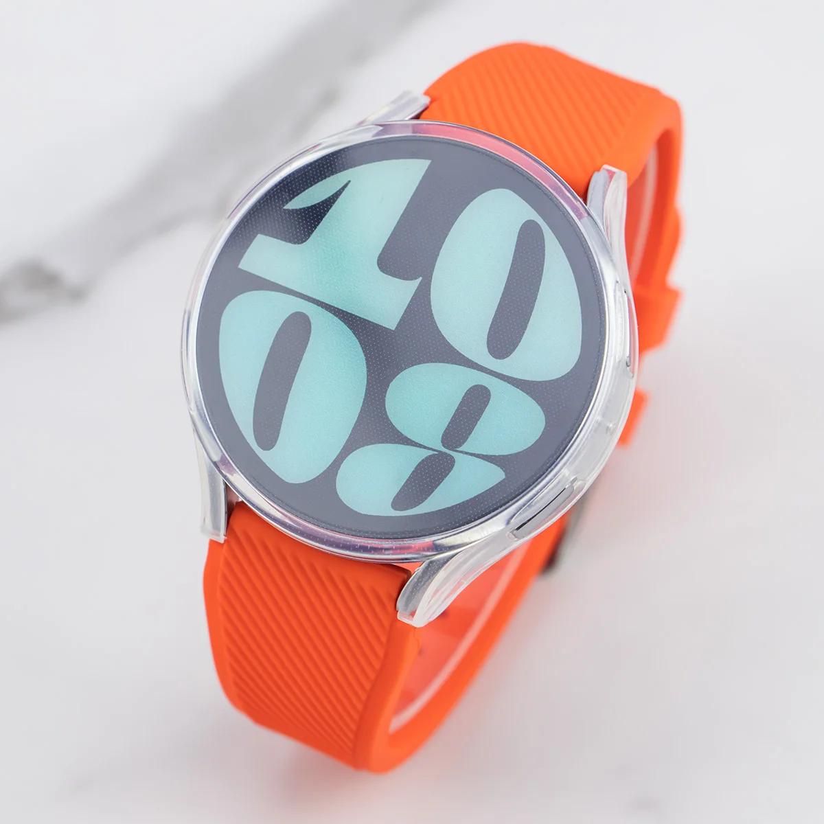 Silicone Strap+Case for Samsung Galaxy Watch 6 5 4 40mm 44mm TPU Case Protective Bumper Cover Sports Silicone Bracelet Watchband Galaxy Watch 4 40mm