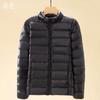 Women's fashionable light down jacket with stand collar, slim fit, short style, large size cotton jacket