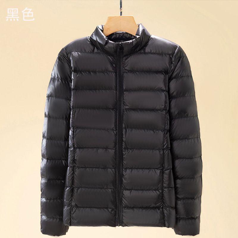 Women's fashionable light down jacket with stand collar, slim fit, short style, large size cotton jacket