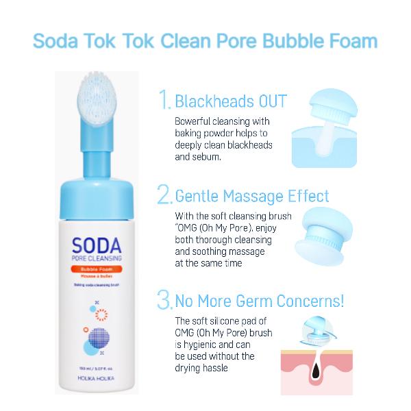 HOLIKA HOLIKA Soda Tok Tok Pore Clear (Bubble Foam 150ml / Cleansing Foam 150ml/ Cleansing Oil150ml / O2 Bubble Mask100ml) (16 Options)