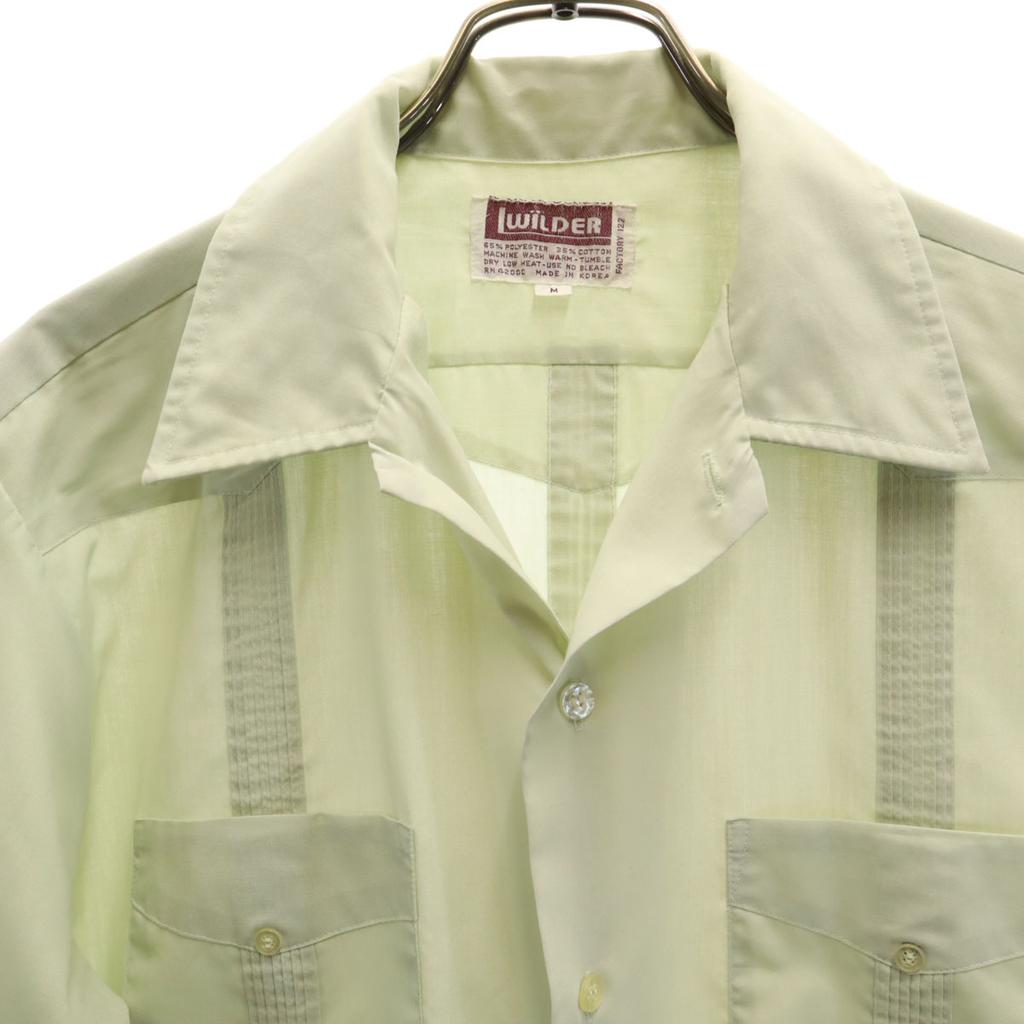 LWILDER 80s Vintage Short Sleeve Cuban Shirt M Mint Green Men's Used