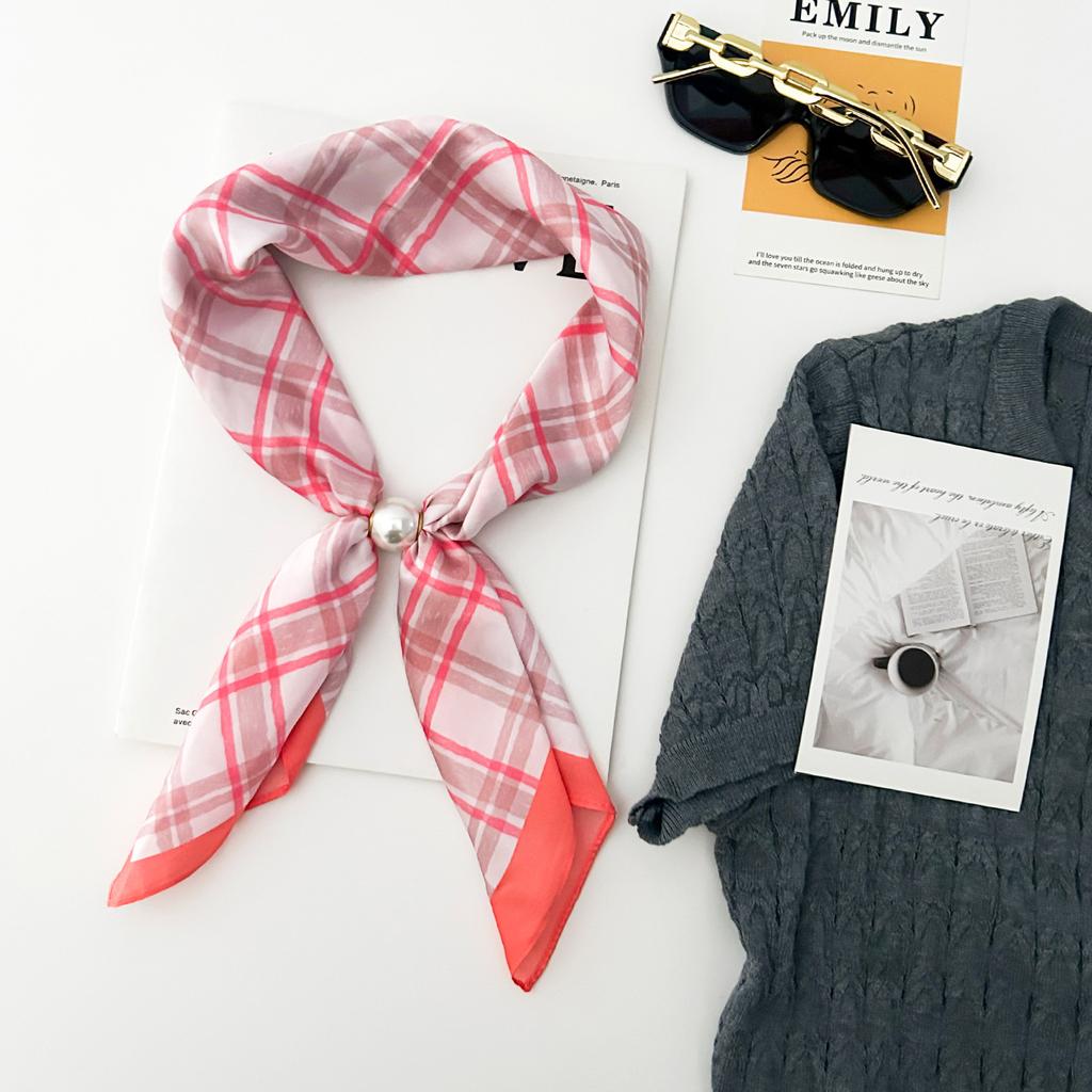 Summer imitation silk satin silk scarf magnetic suction silk scarf lazy silk scarf long necklace decorative thin scarf