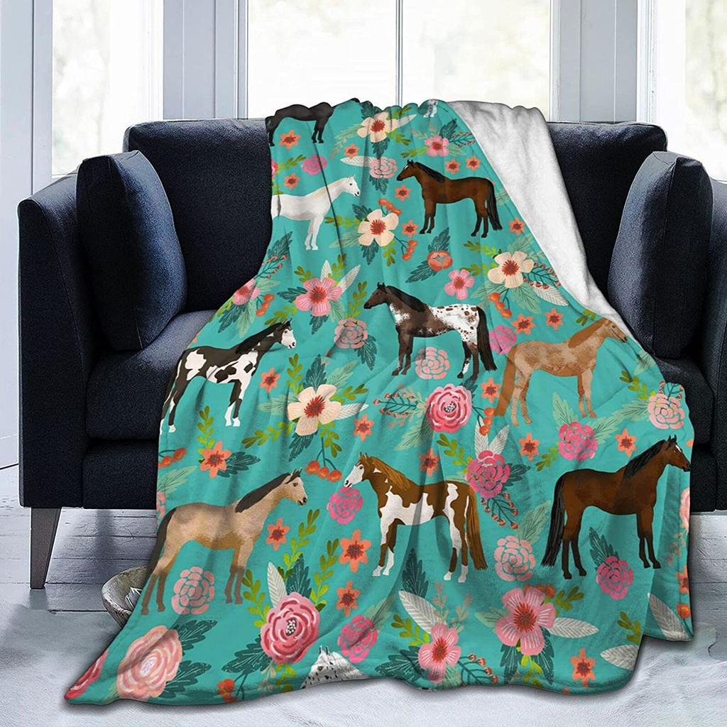 Flannel Fleece Modern Throw Blanket, Cartoon Style Koala Bears Blue Pattern Throw for Spring Recliner, Air Conditioning Blanket