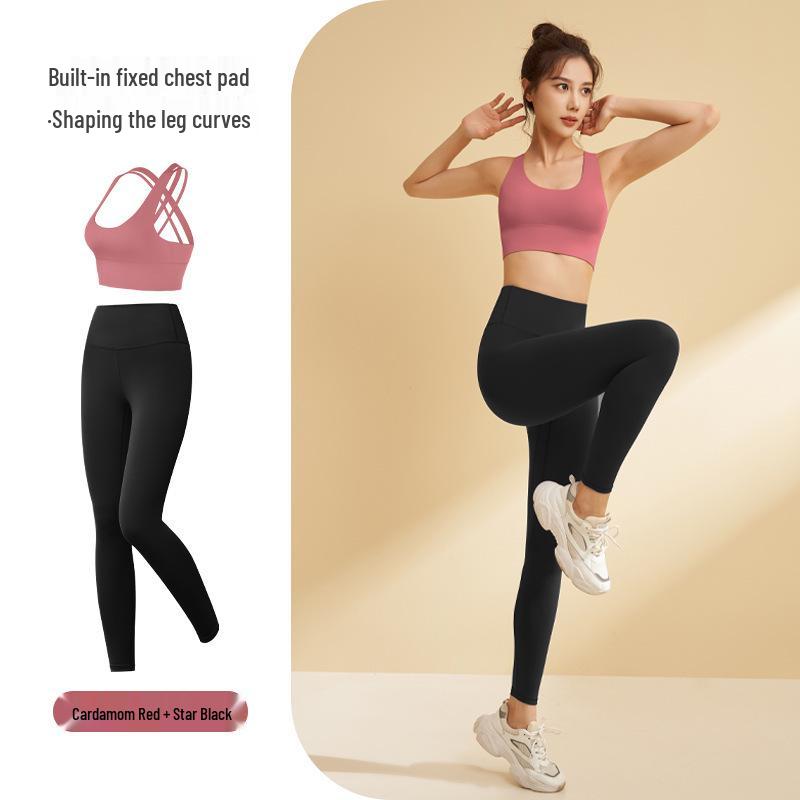 

Женский летний ударопрочный бюстгальтер с перекрестной спинкой и комплект брюк для йоги с высокой талией Extra Large