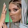 Maschera Lunga con Frange di Strass Personalizzata Moda Accessori per Feste in Discoteca Spettacoli sul Palco