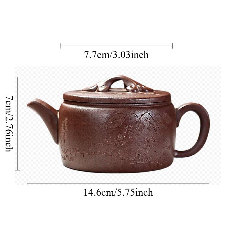 

250ml Yixing Hanwa Pot Chinese Landscape Purple Clay Teapot Home Guest Carving Red Robe Teapot Kung Fu Tea Set Accessories