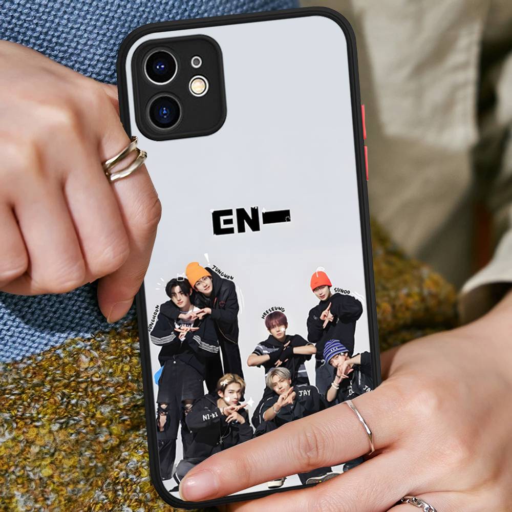 Korea E-Enhypenes Singing Group For IPhone 11 12 13 14 15 16 Pro Max Plus Matte Translucent Phone Cover