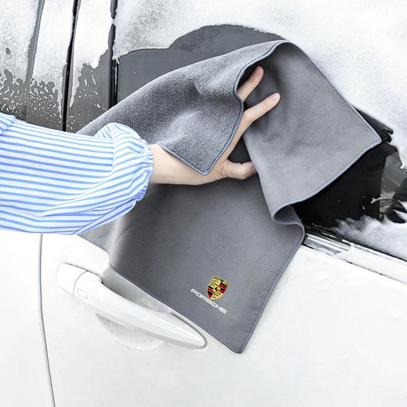 Aufkleber Auto Reinigungs Weiche Bürste Werkzeug Staubentferner Wildleder Waschhandtuch Für Porsche Cayenne Panamera Macan 911 Taycan Boxster Cayman