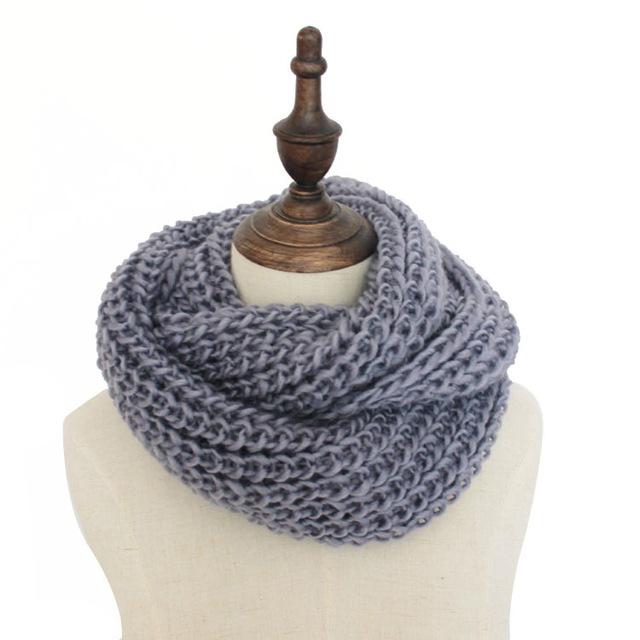 

18 colors warm winter scarf scarves knitted women fashion neck wool cashmere scarves Pashmina Scarf Gray One Size#1