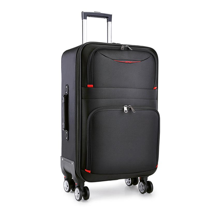 Large Capacity Rolling Suitcase with Universal Wheels, Combination Lock, Leather & Oxford Cloth Travel Bag for Men & Women