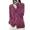 Women's 2023 V-Neck Hollow-Out Cashmere Wool Cardigan - Loose Fit, Cable Knit, Short Sweater