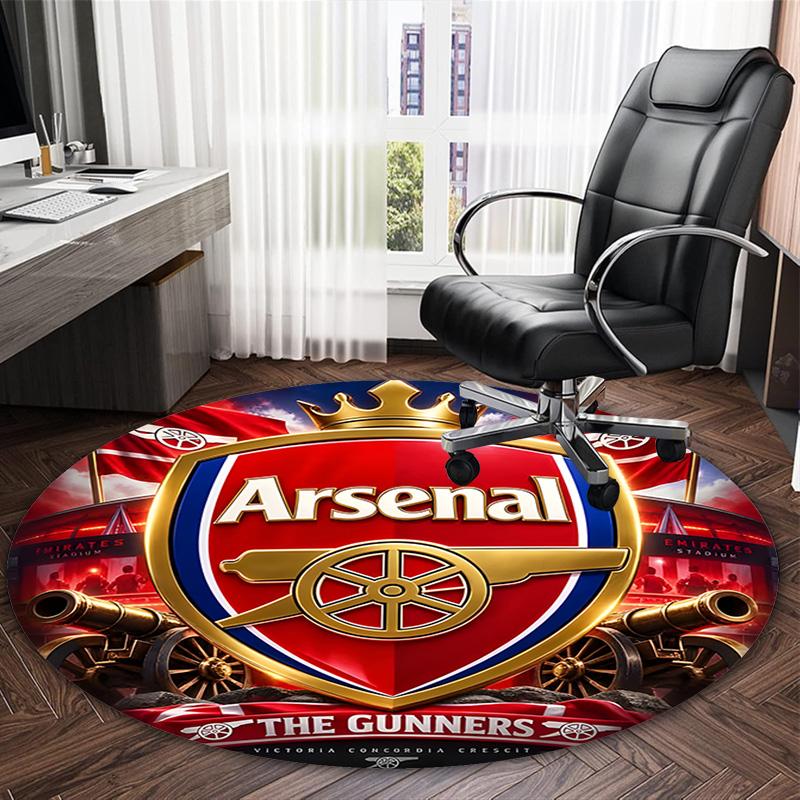 1pc A-Arsenal Carpet, Round Rug, Comfortable, Suitable for Entryways, Living Rooms, Office, And Bedrooms, Christmas Decoration