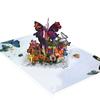 3D Flower Theme Holiday Birthday Cards for Adults or Kids Green Heartwarming Three-dimensional Greeting Cards Paper