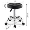 Beauty Stool, 360-degree Rotation Wheel Bar Stool, Height Adjustable Salon Chair, Faux Leather Cushioned Office Shop Stool, with Metal Frame (Black)