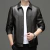 Leather Jacket for Middle-aged Men Thin Solid Color Men's Leather Jacket Spring and Autumn New Outdoor Men's PU Leather Jacket