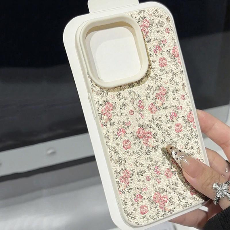 Vintage Floral Pattern Phone Case For iPhone 17 16 15 14 13 12 11 Pro Max XS X XR 16E 16 Plus 17 Air Shockproof Soft Lichi Cover