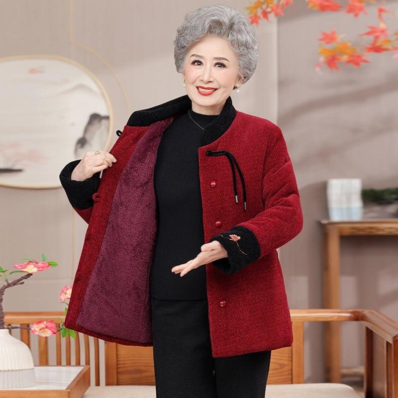 Thickened Jacket, Velvet Cotton-padded Clothes, Winter Cotton-padded Clothes, Warm Old Lady, Warm Cotton-padded Jacket Woman