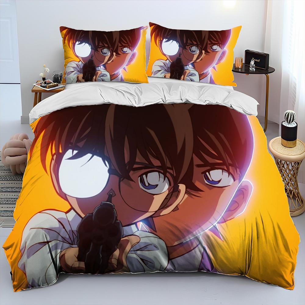 Comforter Detective Conan Cartoon Anime Comforter Bedding Set Bed Set King Queen Size Bedding Set Kids