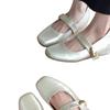 Inner height increase 5cm thick heel Mary Jane shoes women's 2025 spring and autumn new Velcro retro square head shallow mouth single shoes