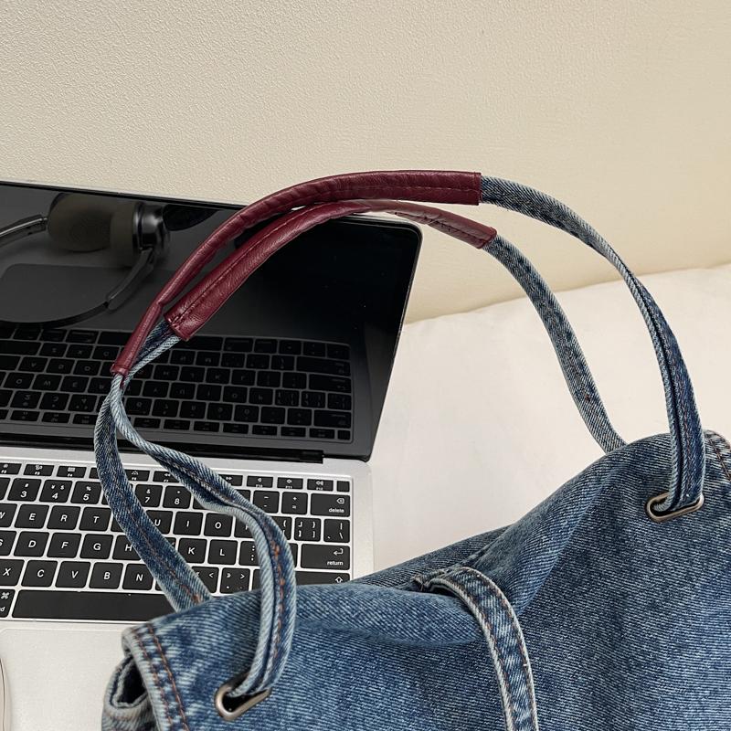 Vintage Denim Bag Women's Large Capacity Shoulder Bag Commuter Tote Bag