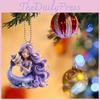 Cute Purple Mermaid Pattern Acrylic Pendant For Holiday Christmas Tree Ornament