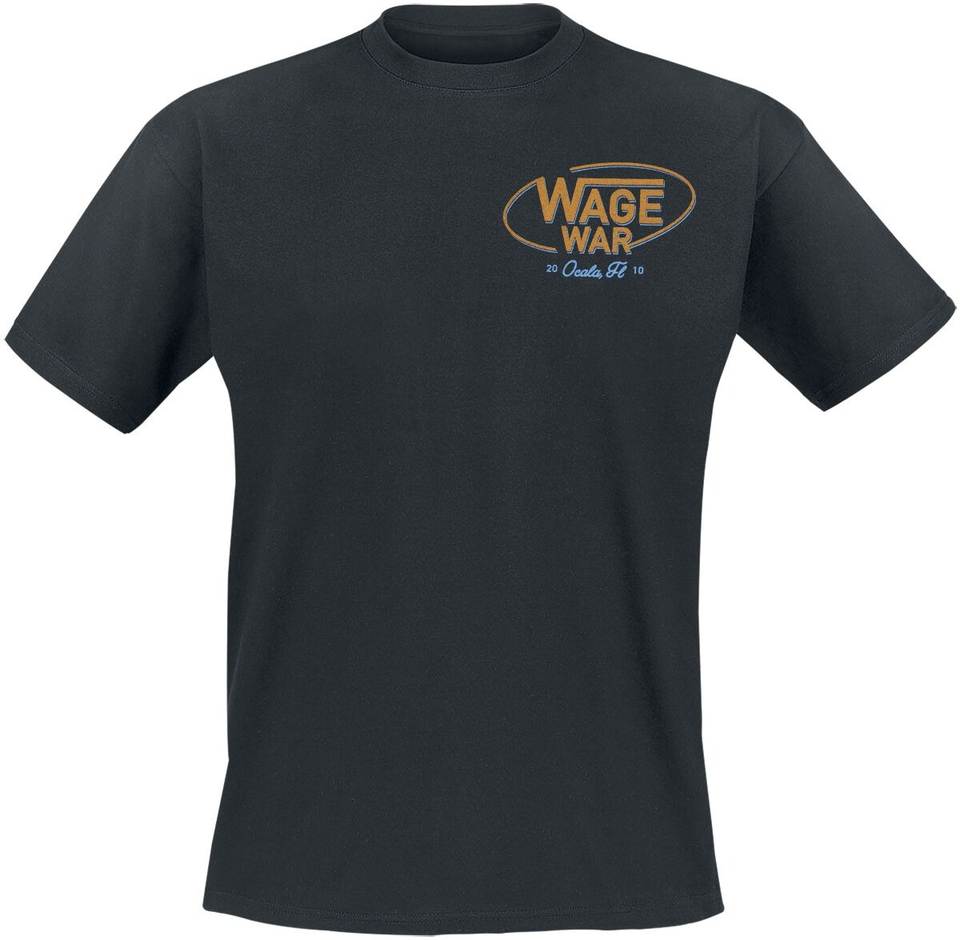Wage War Florida Metalcore Tee, Retro Racing Style T-Shirt with Front Logo & Back Checker Print, Wage War Fan Merch