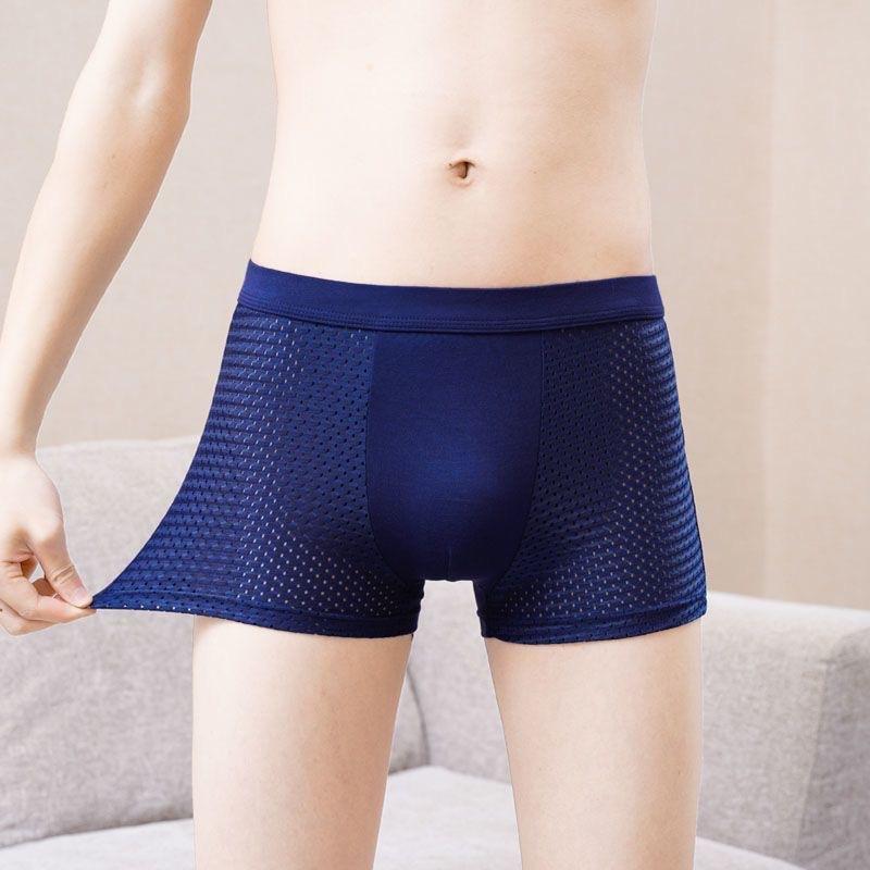 4 Pieces Men's Boxer Shorts Ice silk Mesh Breathable Underwear Loose Random colors Panties