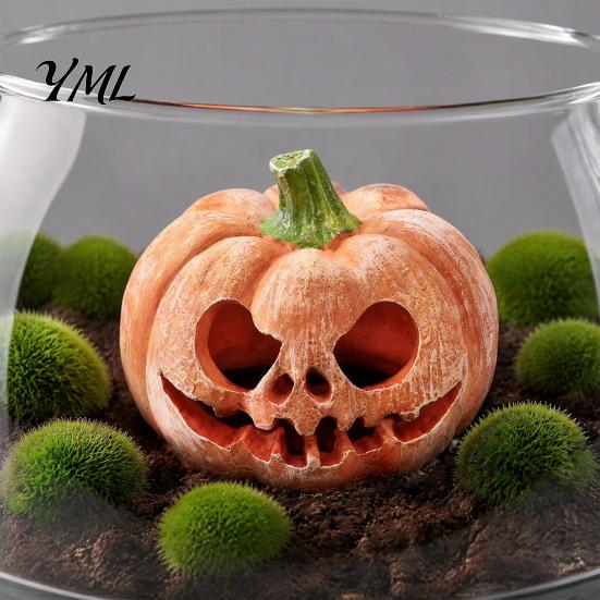 Aquarium Cave for Small Fish Pumpkin Hideout, Halloween Tank Decoration, Resin Jack-O-Lantern Decorative Habitat Hide Betta Shrimp Aquatic
