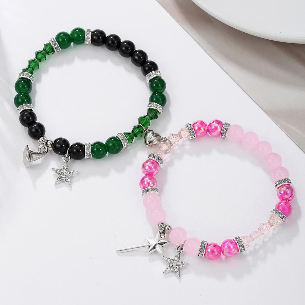 Elphaba Glinda Friendship Matching Bracelet Witch Rhinestone Crown Bestfriend Couples Fans Party Dress Accessories